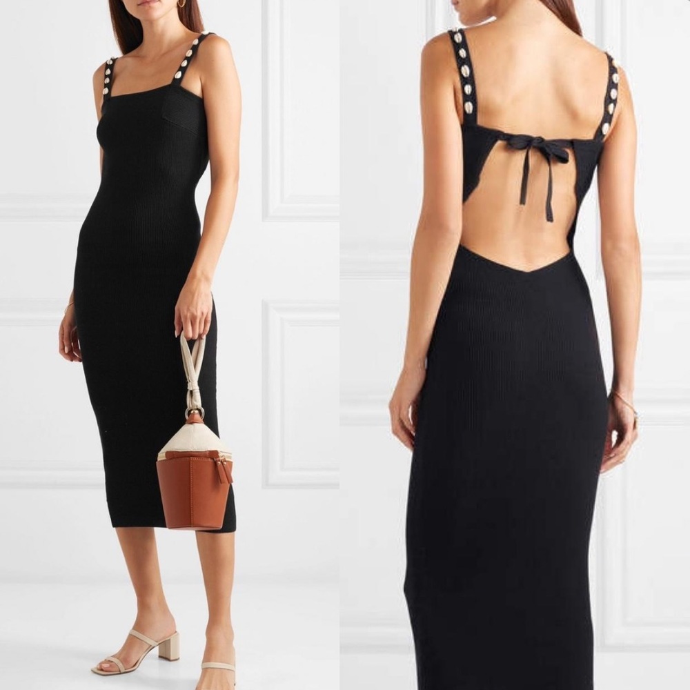 Staud shell strap tie back dress